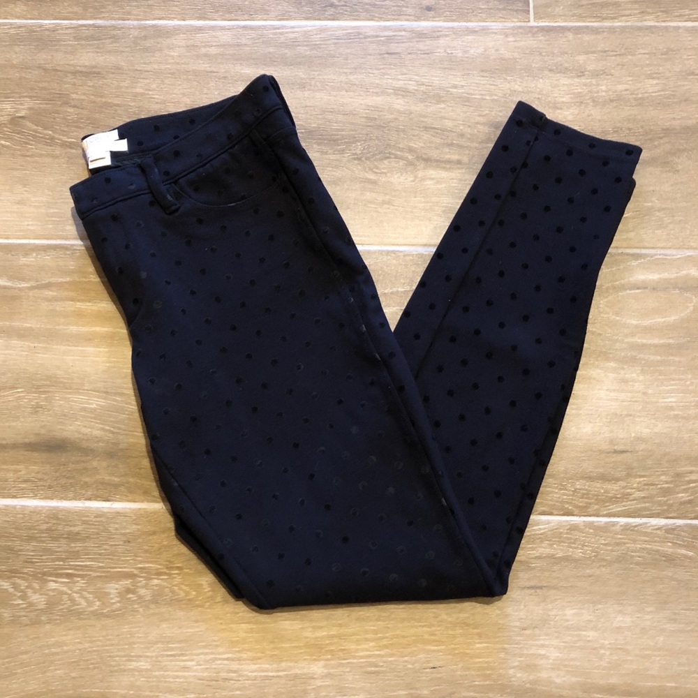 J.Crew the Gigi Stretchy Pants Black with Polka-Dots, Size 2